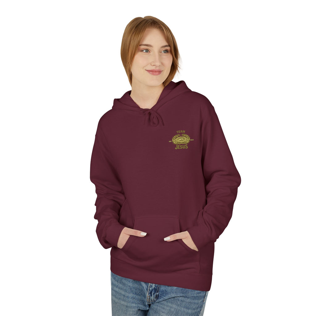 Christian Hoodie - "Team Jesus: Now Until Forever" Gold Laurel Pullover
