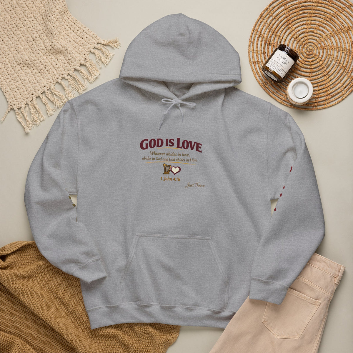 God Is Love Hoodie — Inspirational Christian Sweatshirt with Script Text
