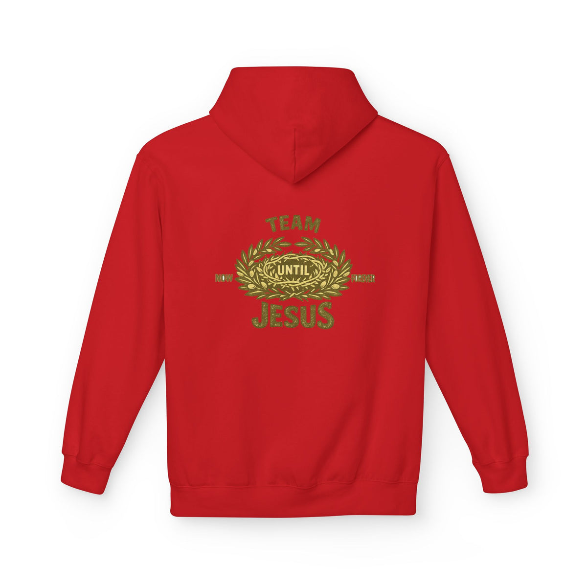 Christian Hoodie - "Team Jesus: Now Until Forever" Gold Laurel Pullover