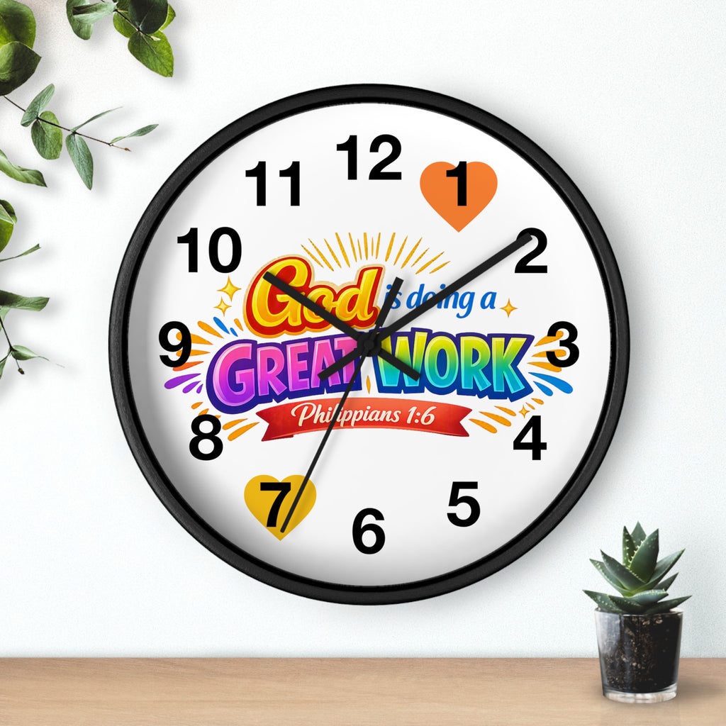 Wall Clock — "God Is Doing a Great Work" Philippians 1:6 Inspirational Christian Clock