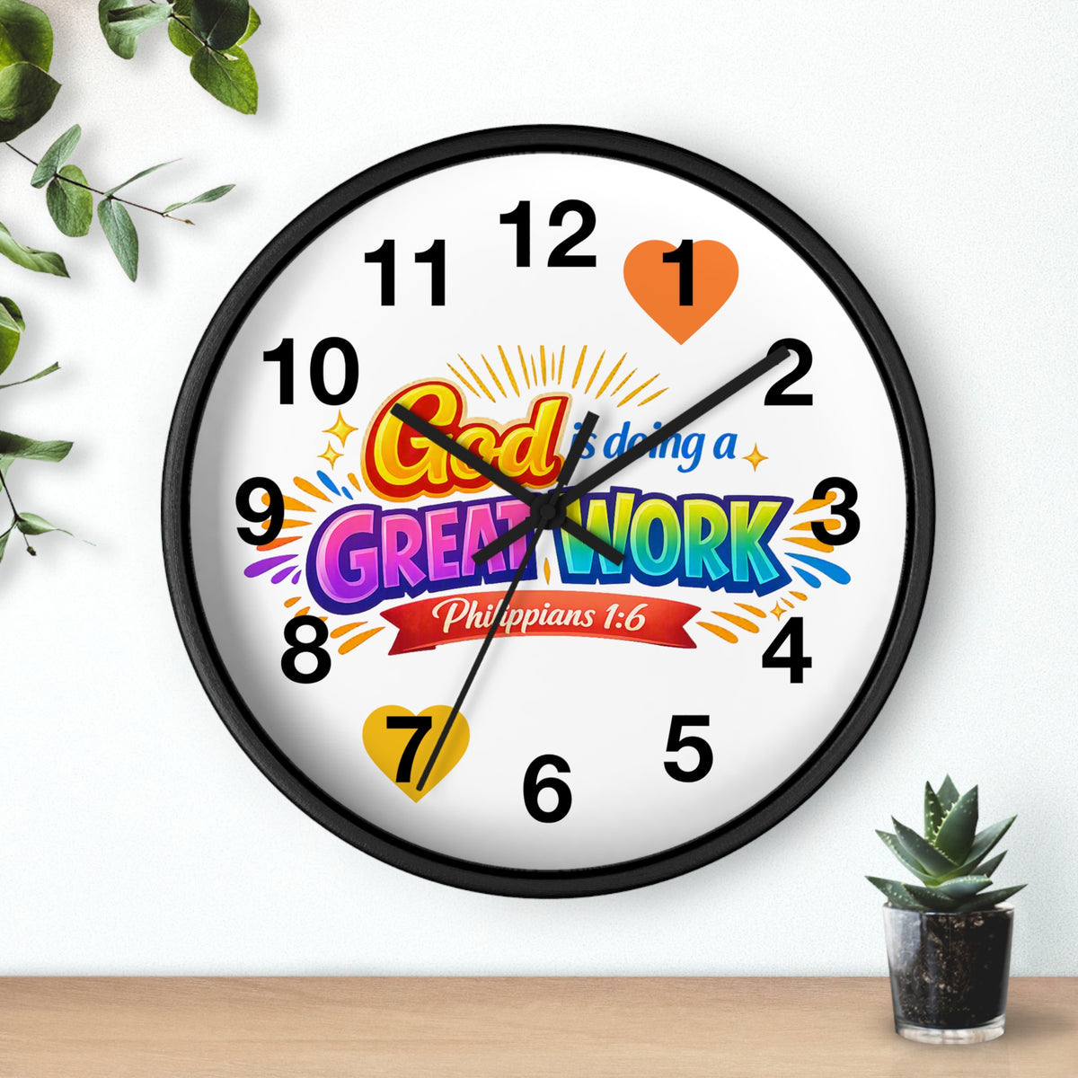 Wall Clock — "God Is Doing a Great Work" Philippians 1:6 Inspirational Christian Clock