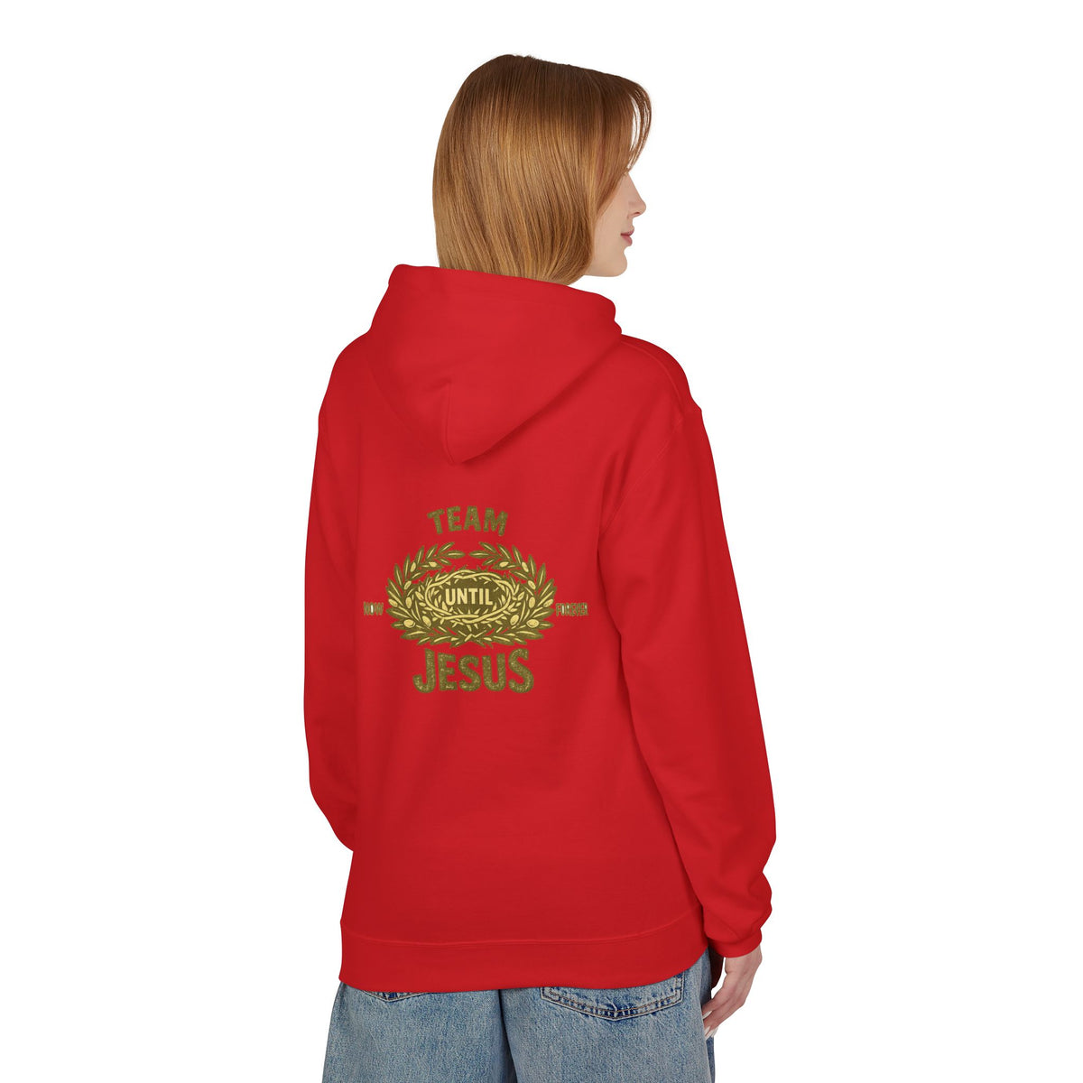 Christian Hoodie - "Team Jesus: Now Until Forever" Gold Laurel Pullover