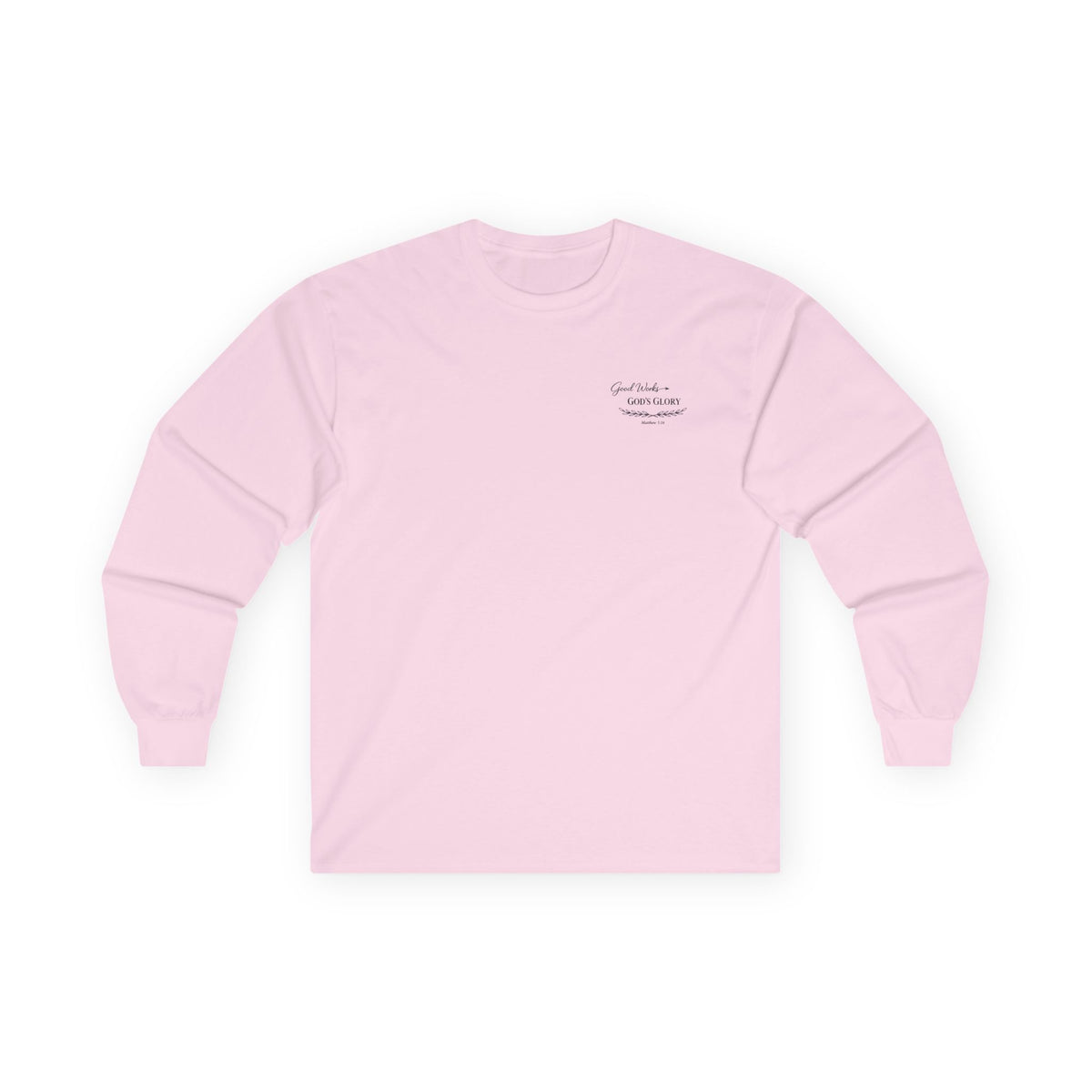 Long Sleeve Tee — "Good Works for God’s Glory" Christian Faith Shirt (Matthew 5:16)