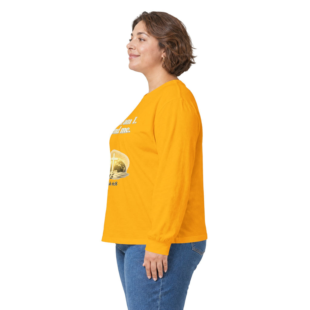 Here Am I, Send Me Long Sleeve Tee — Isaiah 6:8 Christian Shirt