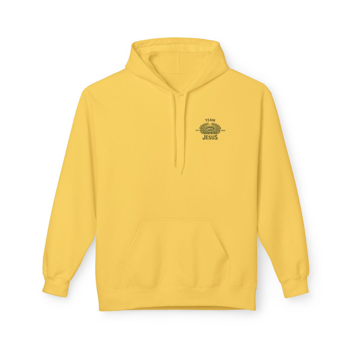 Christian Hoodie - "Team Jesus: Now Until Forever" Gold Laurel Pullover