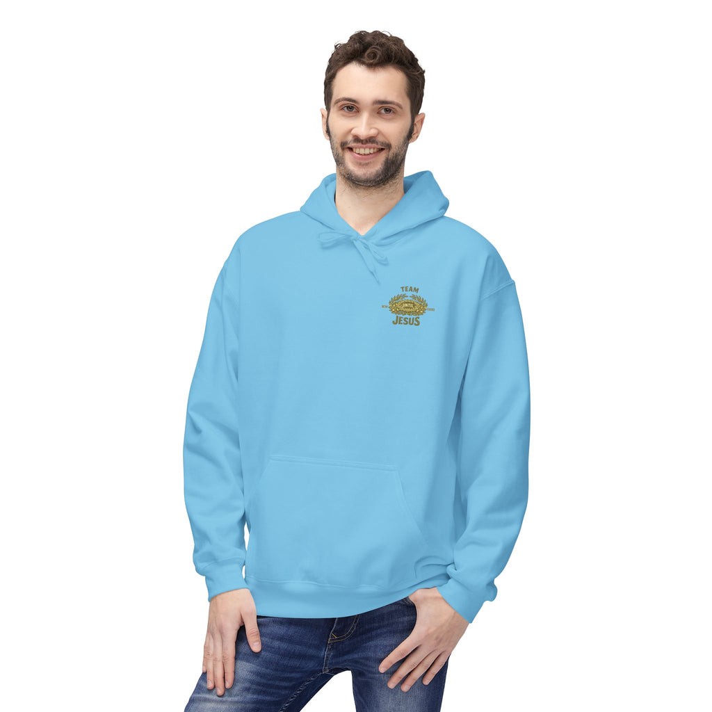 Christian Hoodie - "Team Jesus: Now Until Forever" Gold Laurel Pullover
