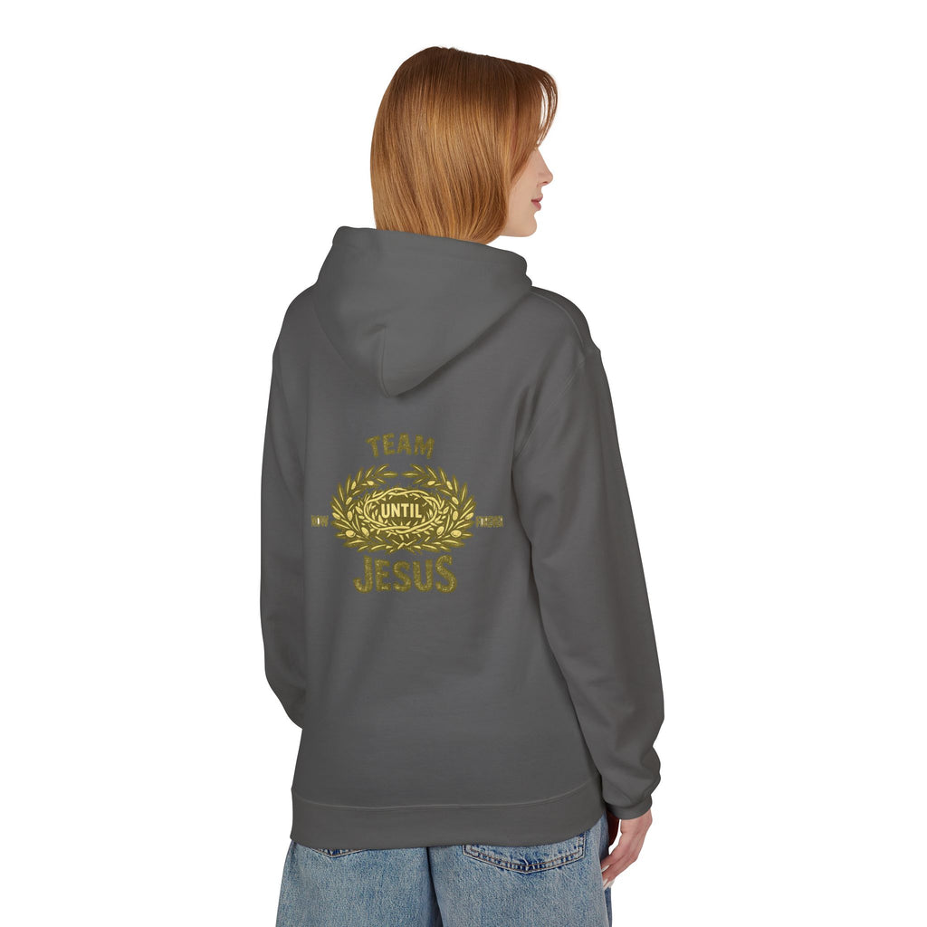 Christian Hoodie - "Team Jesus: Now Until Forever" Gold Laurel Pullover
