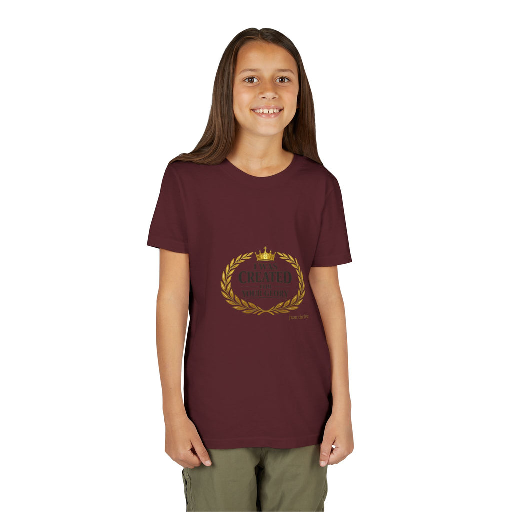 Youth Tee — "I Was Created For Your Glory" Inspirational Christian Kids Shirt