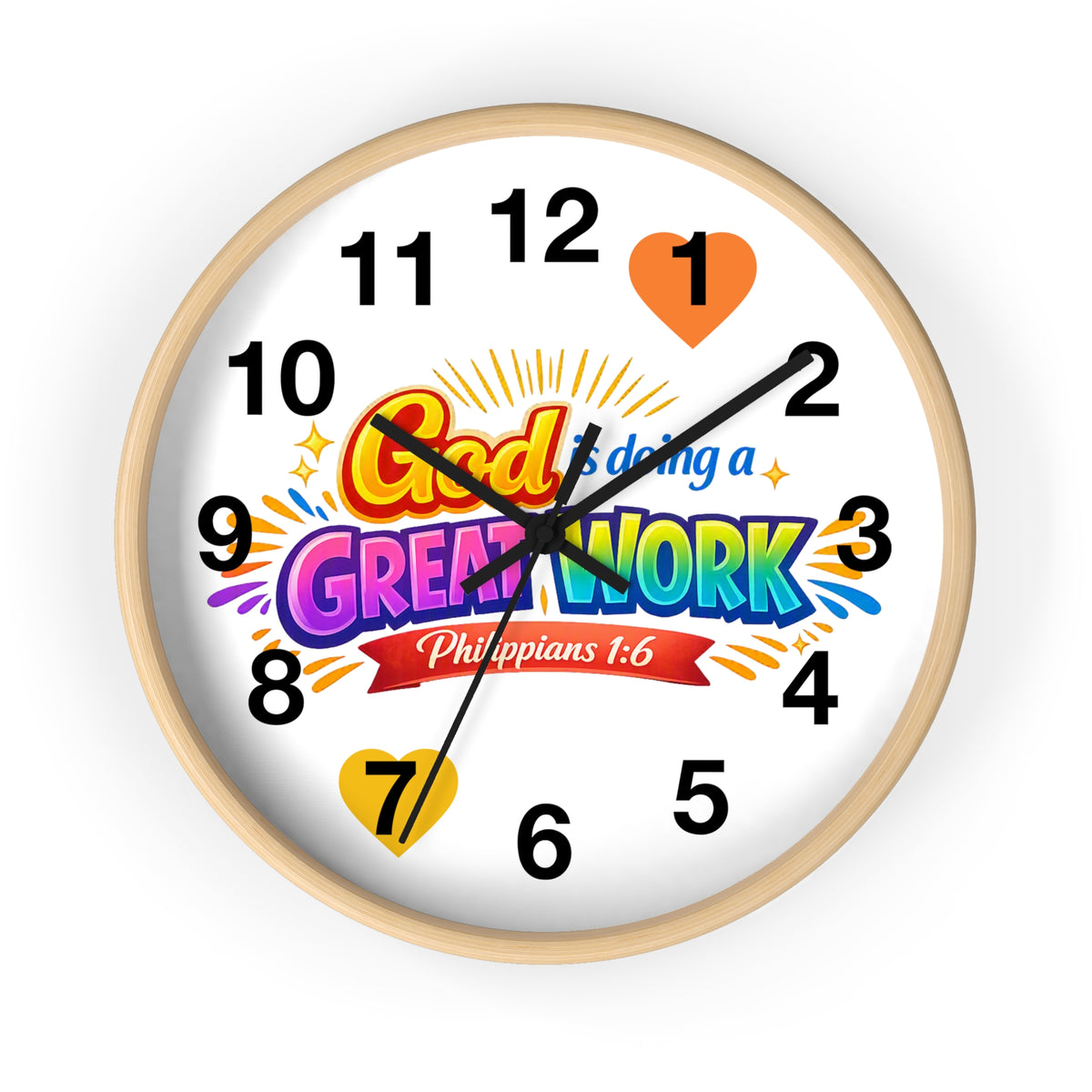 Wall Clock — "God Is Doing a Great Work" Philippians 1:6 Inspirational Christian Clock