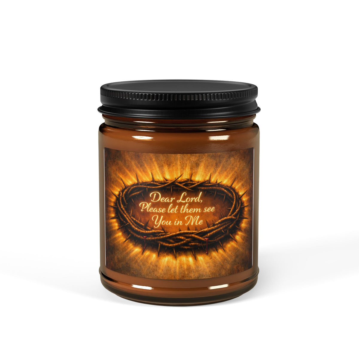 Amber Soy Candle — 'Dear Lord, Come Live Inside Me' | Warm Amber Jar Scented Candle for Prayer & Reflection