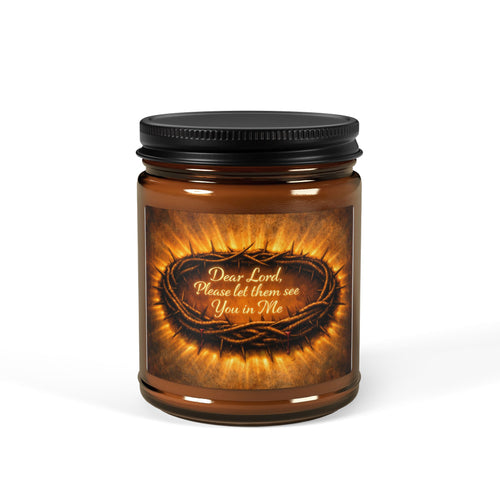 Amber Soy Candle — 'Dear Lord, Come Live Inside Me' | Warm Amber Jar Scented Candle for Prayer & Reflection
