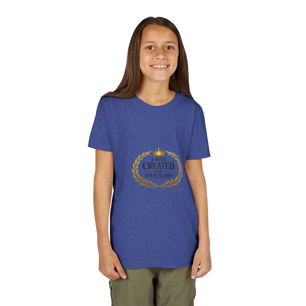 Youth Tee — "I Was Created For Your Glory" Inspirational Christian Kids Shirt