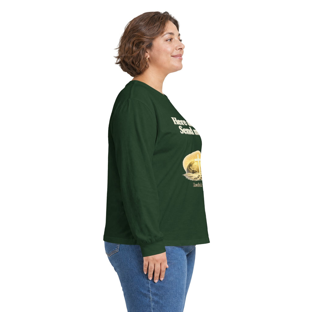 Here Am I, Send Me Long Sleeve Tee — Isaiah 6:8 Christian Shirt