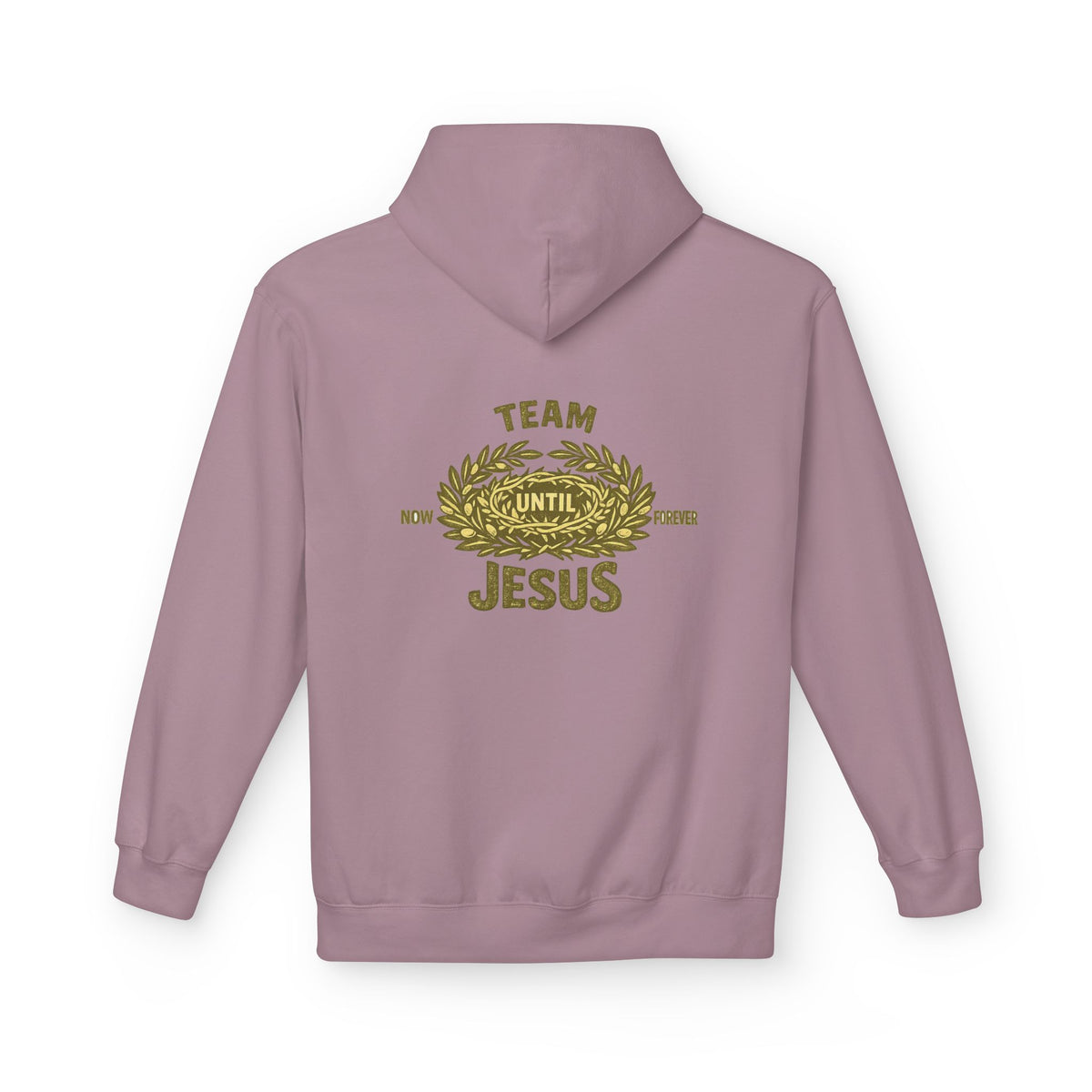 Christian Hoodie - "Team Jesus: Now Until Forever" Gold Laurel Pullover