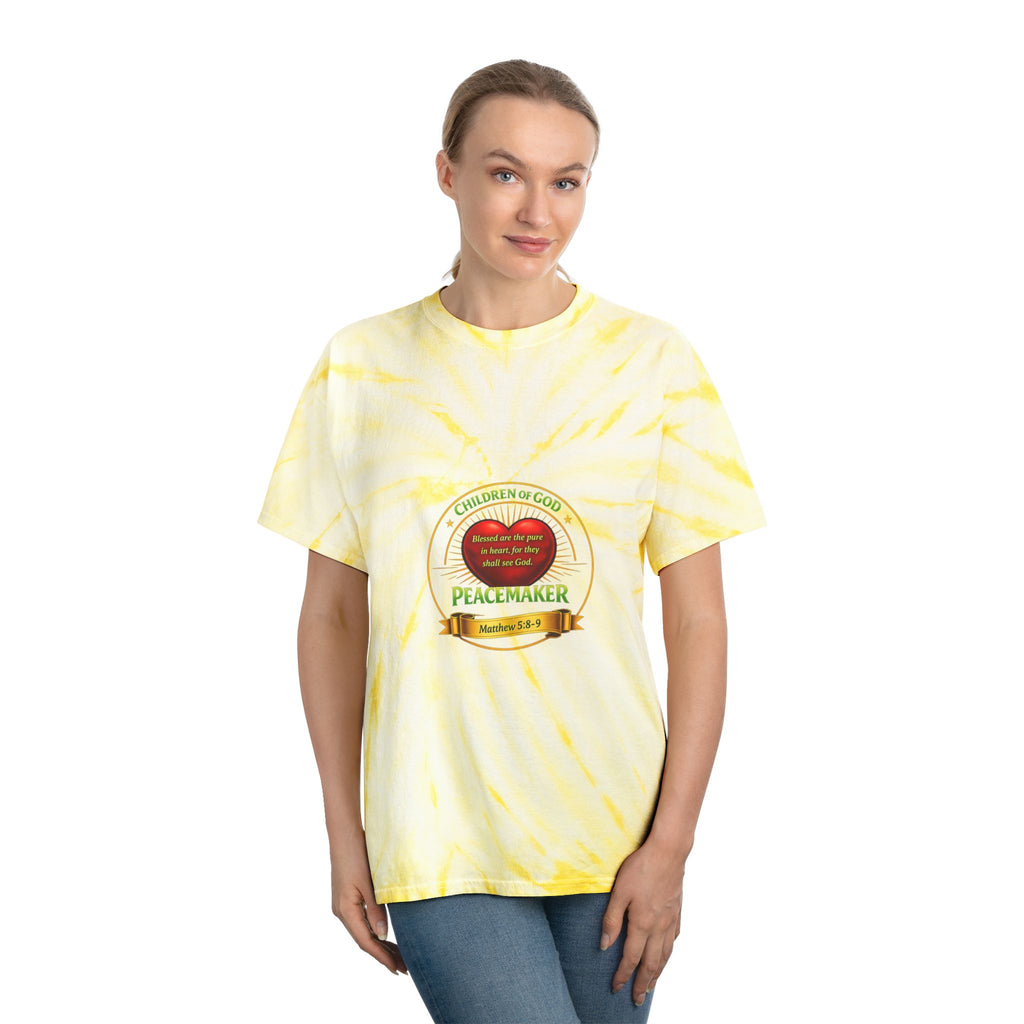 Tie-Dye T-Shirt — Yellow Cyclone Peacemaker Design (Children of God)