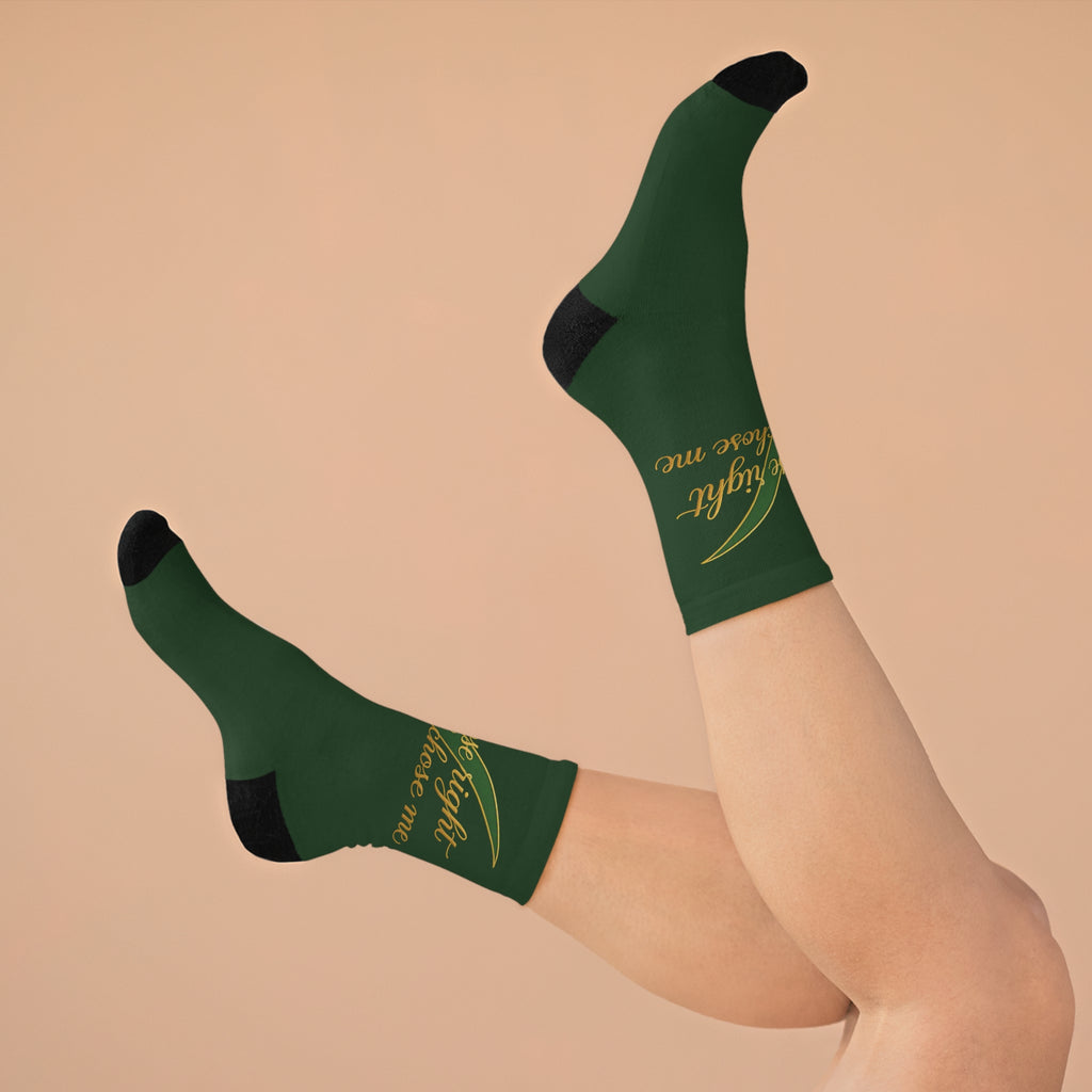 Socks - 'God Chose Right When He Chose Me' Green Recycled Polyester Crew Socks