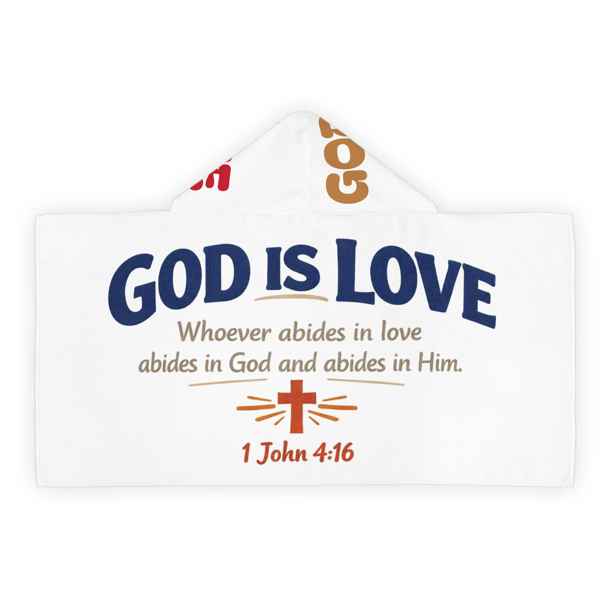 Youth Hooded Towel - "God Is Love" Christian Bible Verse 1 John 4:16 Kids Bath & Beach Towel