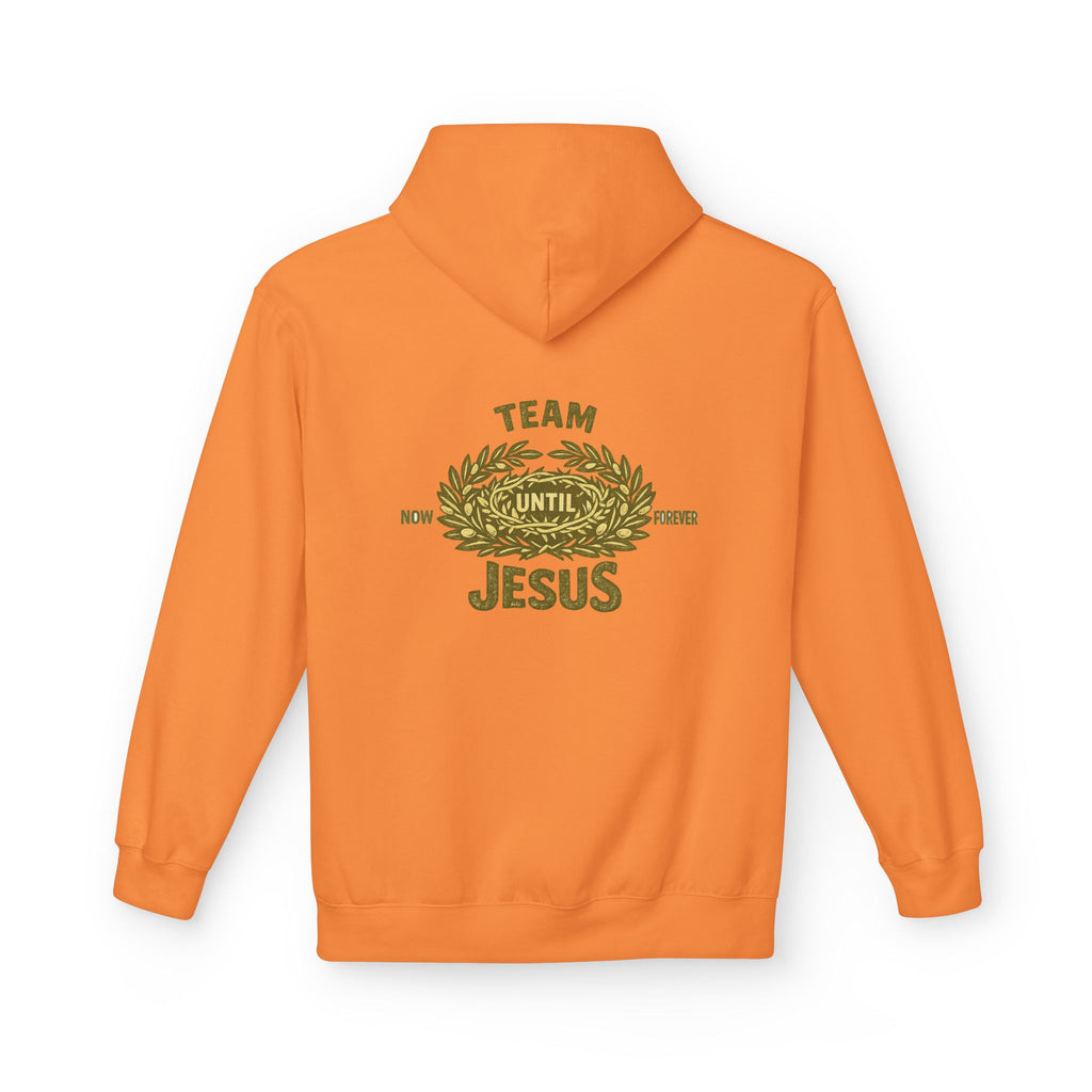 Christian Hoodie - "Team Jesus: Now Until Forever" Gold Laurel Pullover