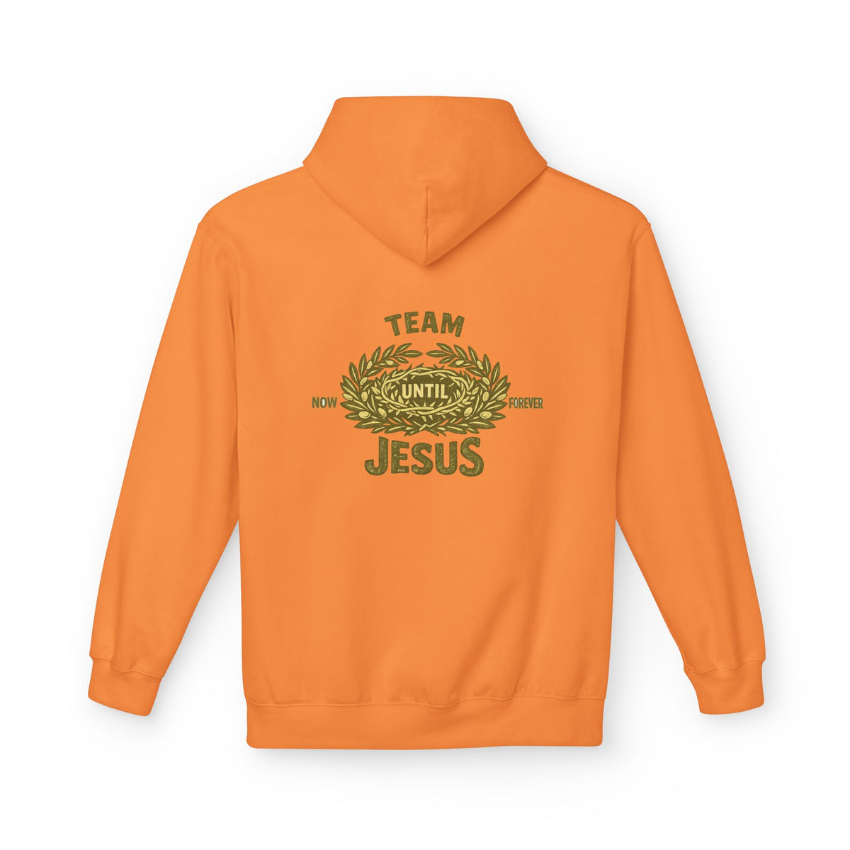 Christian Hoodie - "Team Jesus: Now Until Forever" Gold Laurel Pullover