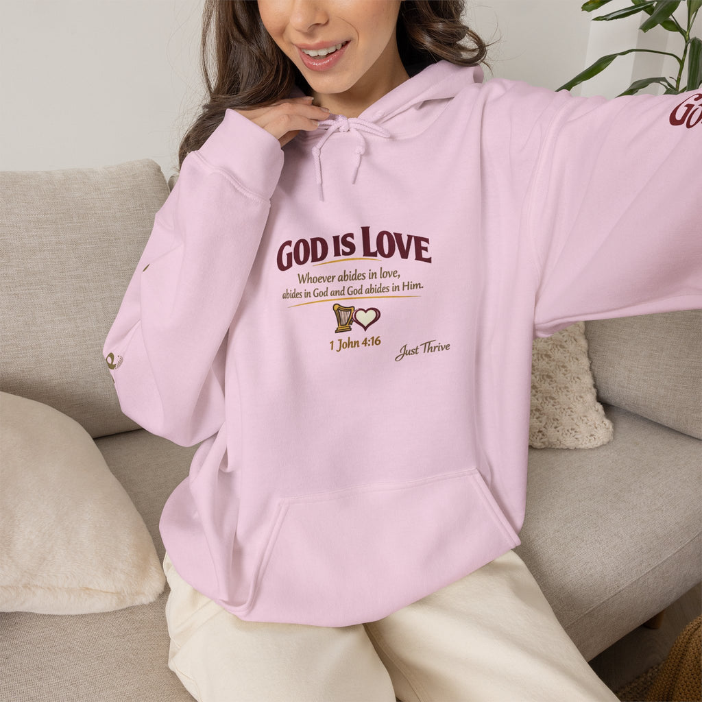 God Is Love Hoodie — Inspirational Christian Sweatshirt with Script Text