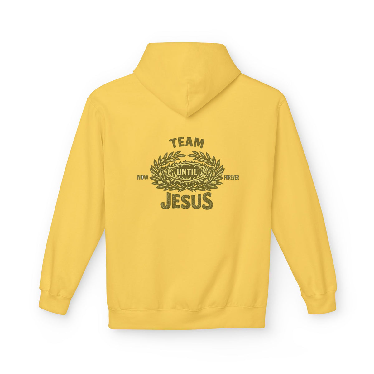 Christian Hoodie - "Team Jesus: Now Until Forever" Gold Laurel Pullover