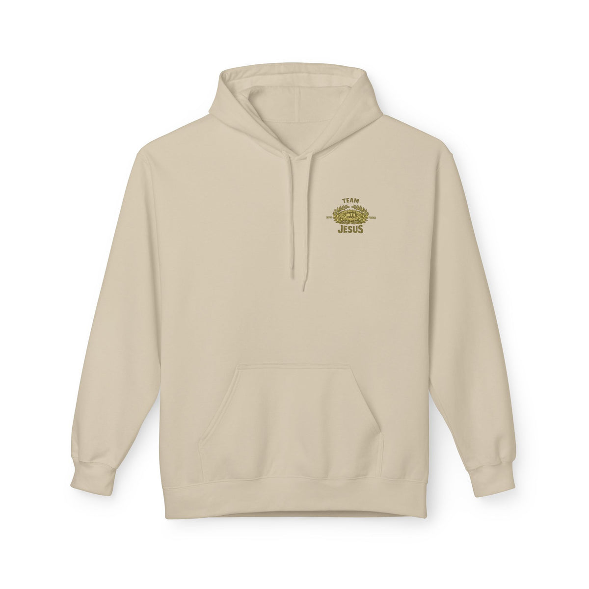 Christian Hoodie - "Team Jesus: Now Until Forever" Gold Laurel Pullover