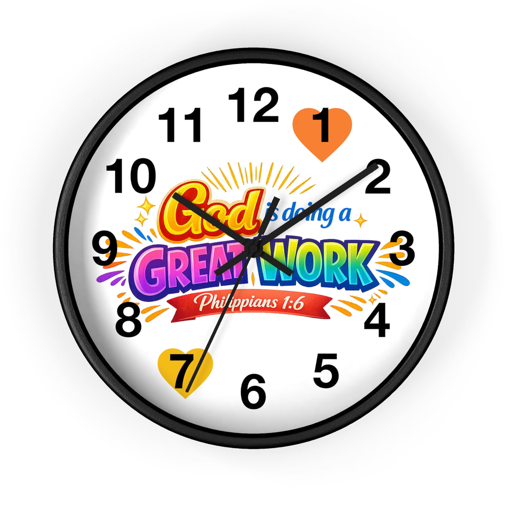 Wall Clock — "God Is Doing a Great Work" Philippians 1:6 Inspirational Christian Clock