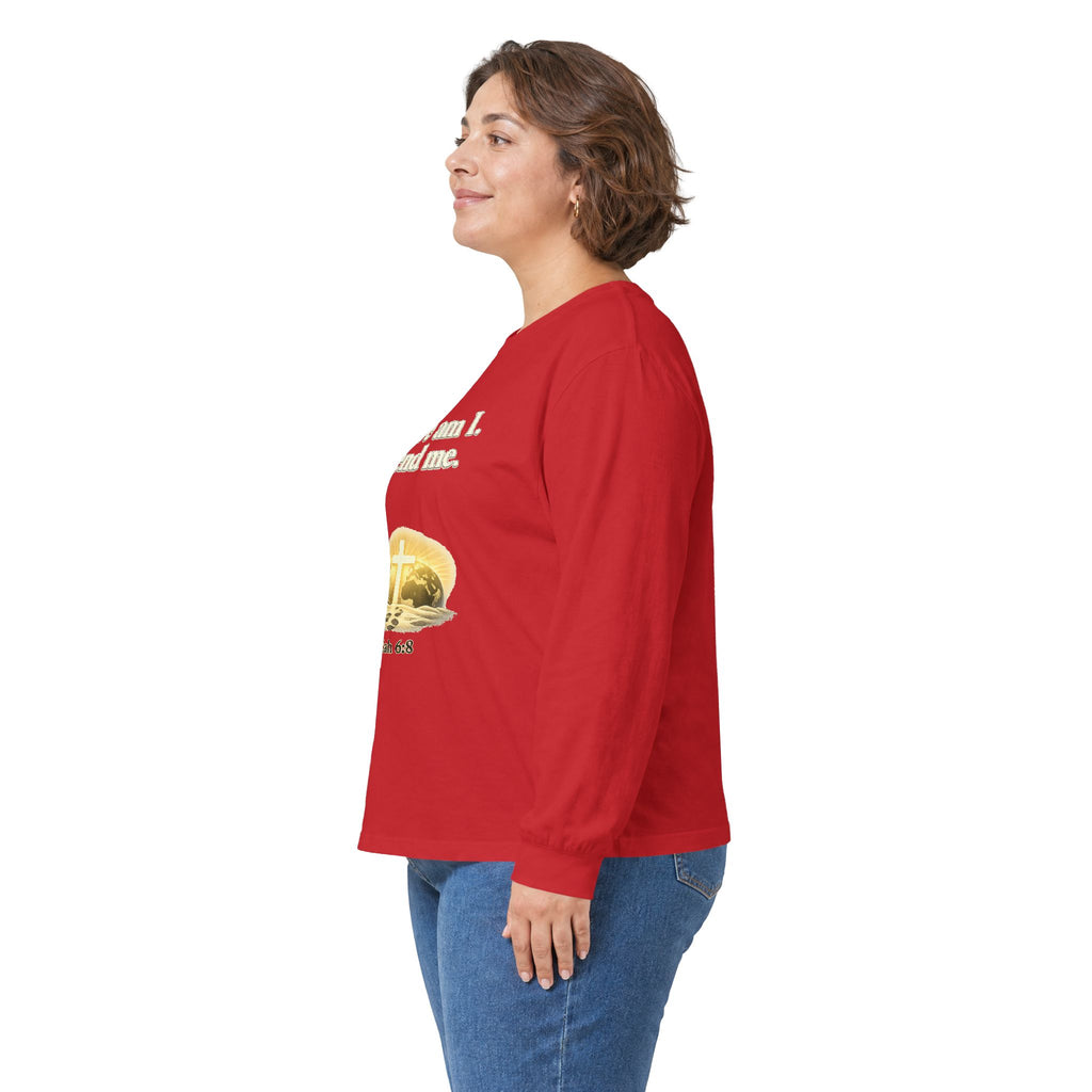 Here Am I, Send Me Long Sleeve Tee — Isaiah 6:8 Christian Shirt