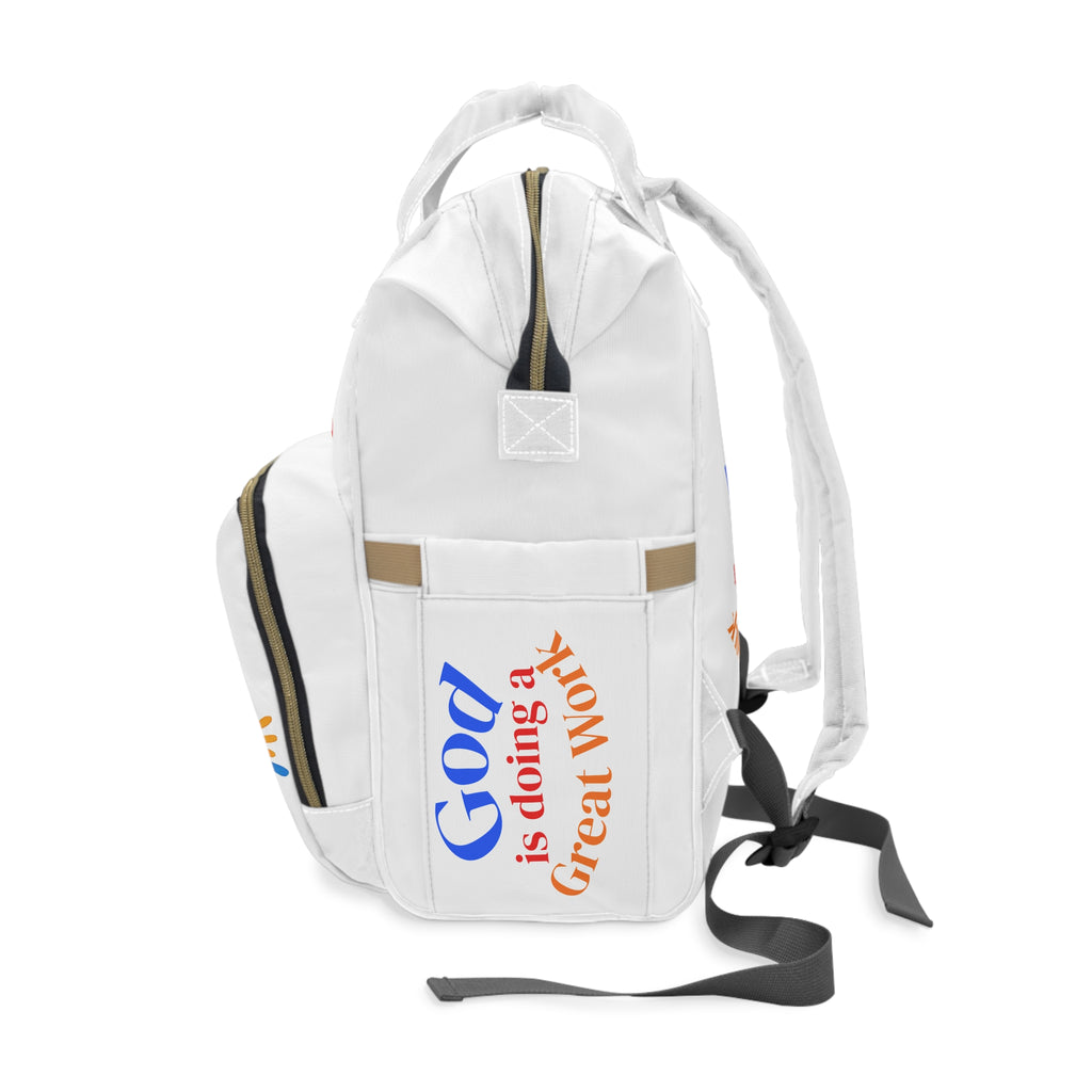 Christian Diaper Backpack – "God is Doing a Great Work" Philippians 1:6 Baby Bag