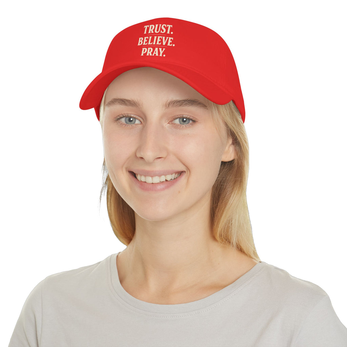 Trust. Believe. Pray. Embroidered Baseball Cap — Inspirational Christian Dad Hat