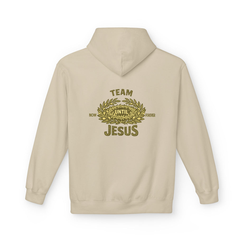 Christian Hoodie - "Team Jesus: Now Until Forever" Gold Laurel Pullover