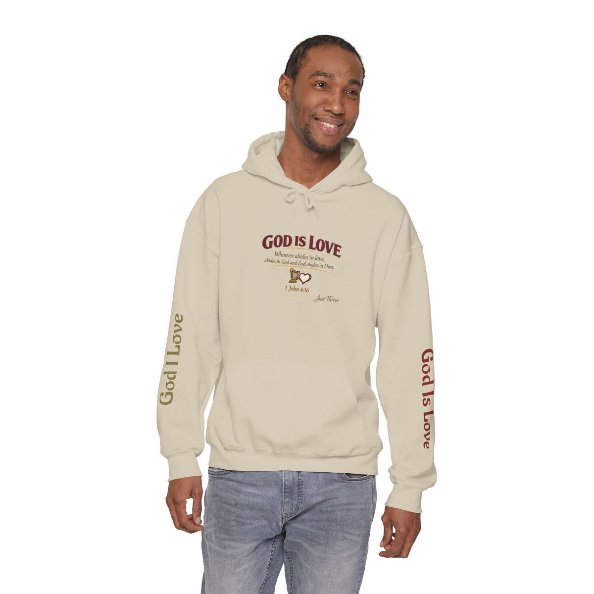 God Is Love Hoodie — Inspirational Christian Sweatshirt with Script Text