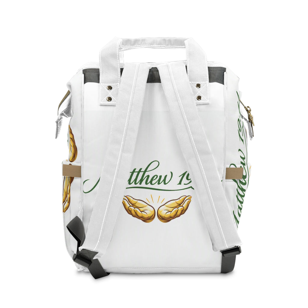 Matthew 19:14 Diaper Backpack – Christian Baby Bag with Scripture & Praying Hands
