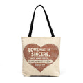 Woven Tote — 'Love Must Be Sincere' Heart Quote Tote Bag