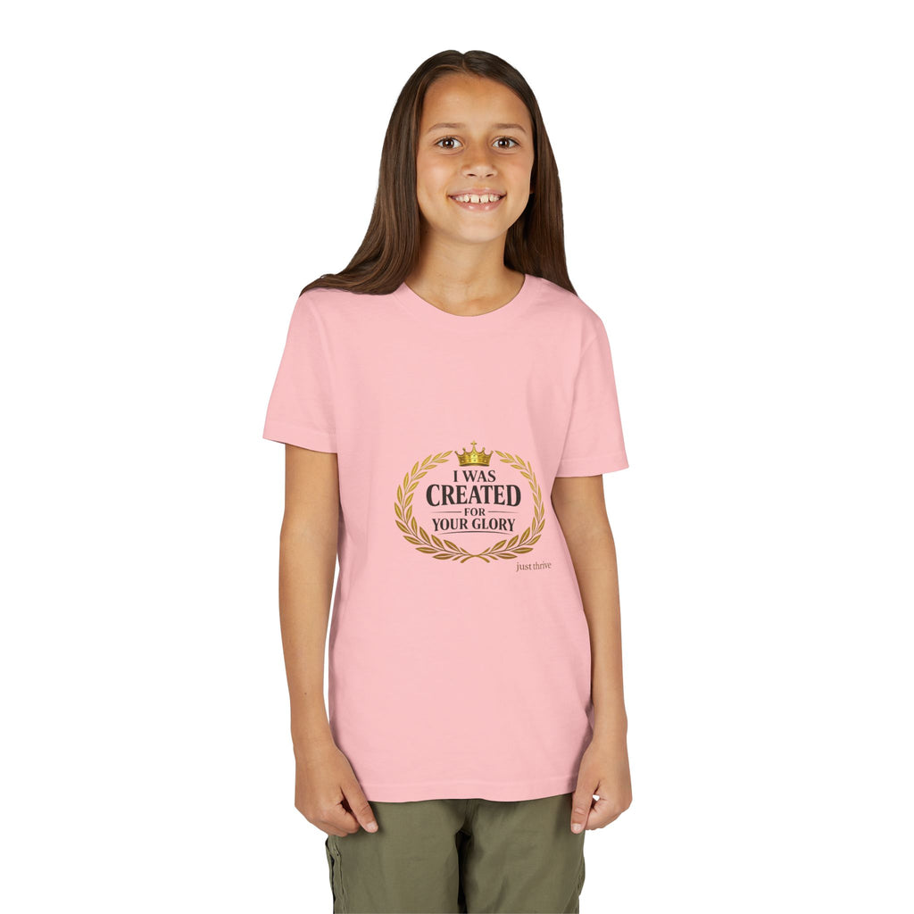 Youth Tee — "I Was Created For Your Glory" Inspirational Christian Kids Shirt