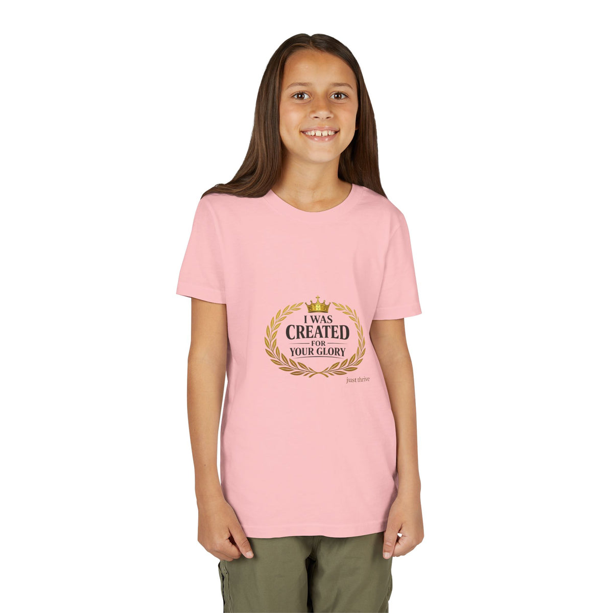 Youth Tee — "I Was Created For Your Glory" Inspirational Christian Kids Shirt
