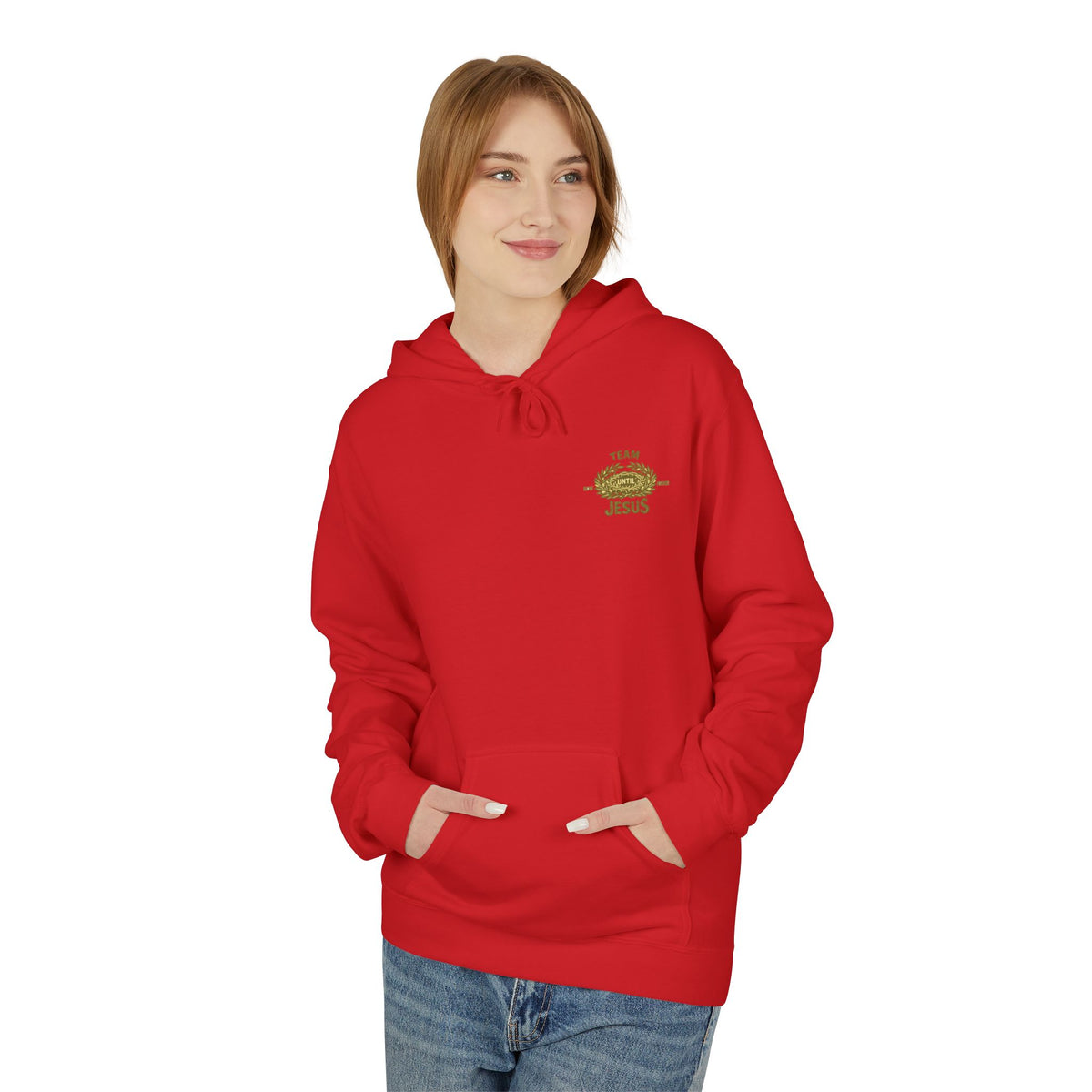 Christian Hoodie - "Team Jesus: Now Until Forever" Gold Laurel Pullover