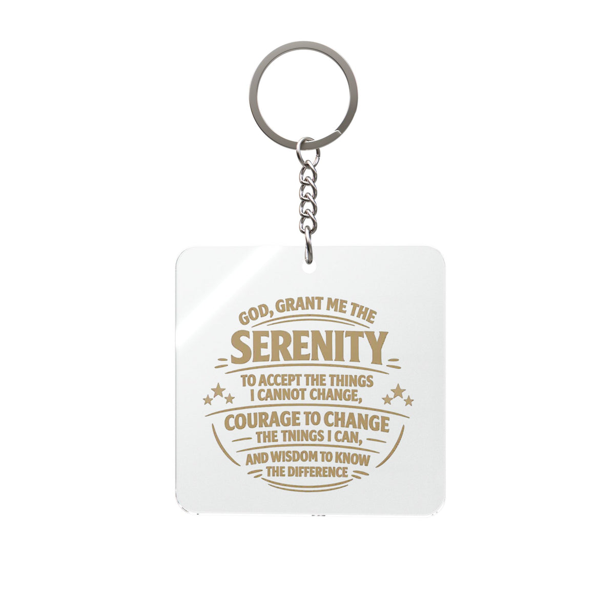 Serenity Prayer Square Keychain — Inspirational Recovery Gift