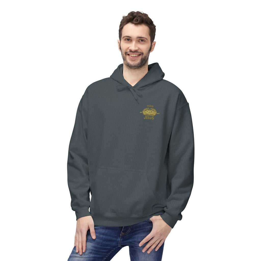 Christian Hoodie - "Team Jesus: Now Until Forever" Gold Laurel Pullover