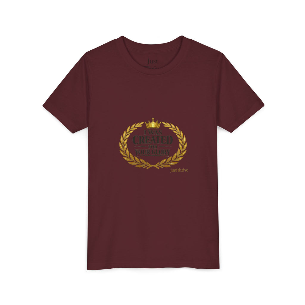 Kids 'I Was Created For Your Glory' Short Sleeve Tee — Christian Youth Faith Shirt