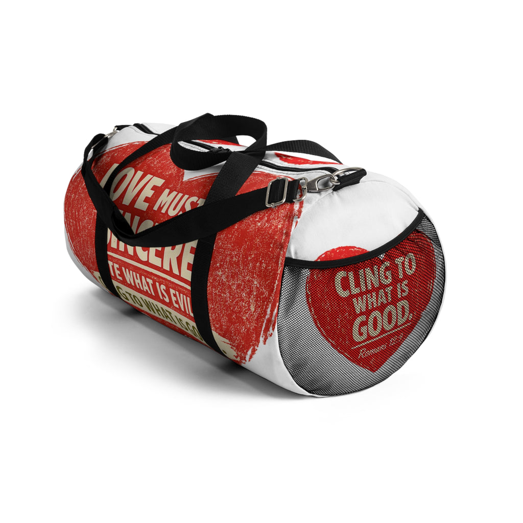 Sincere Love Duffel Bag — Romans 12:9 Inspirational Travel Gym Bag