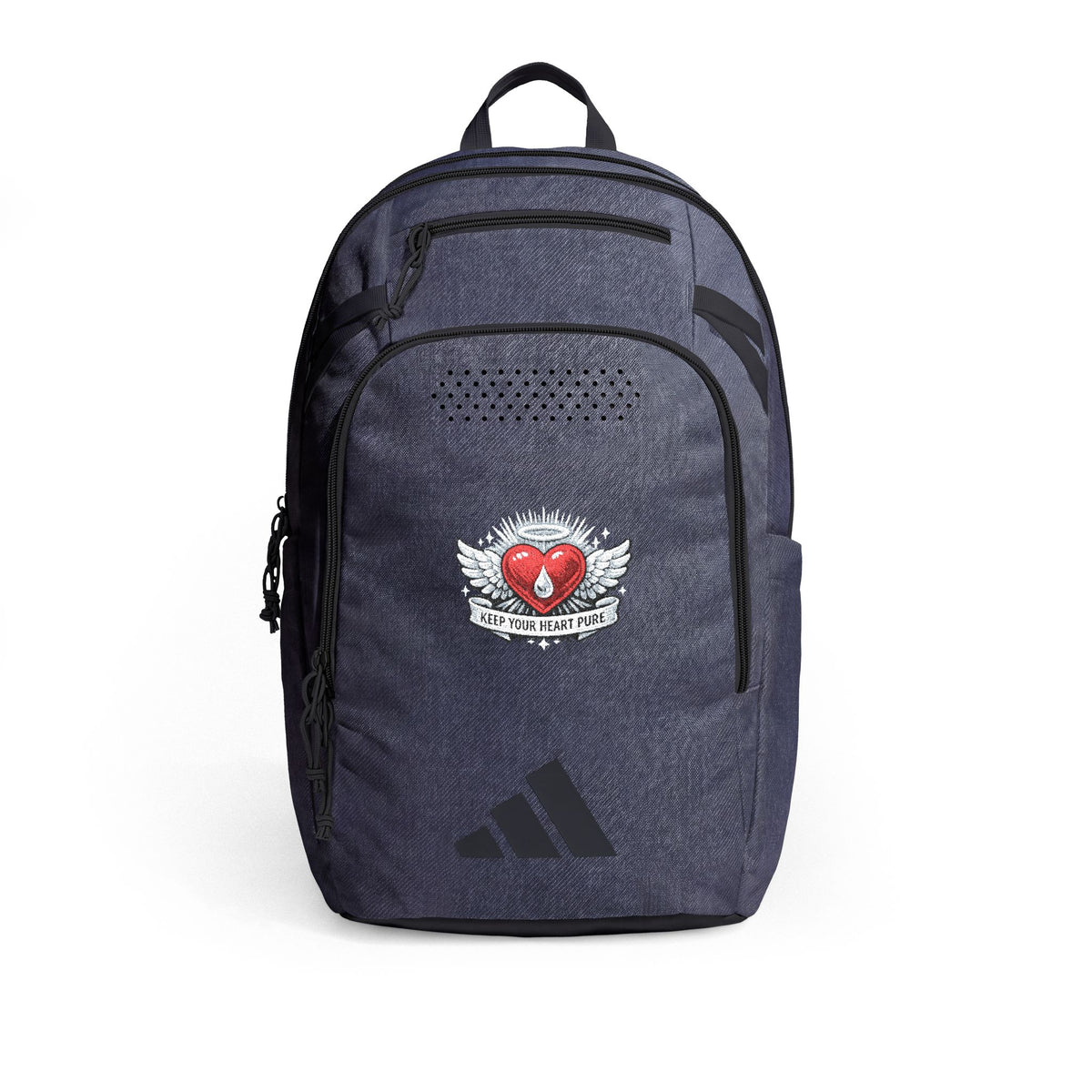 Embroidered Heart Crest adidas Defender 5 Backpack — School & Everyday Daypack