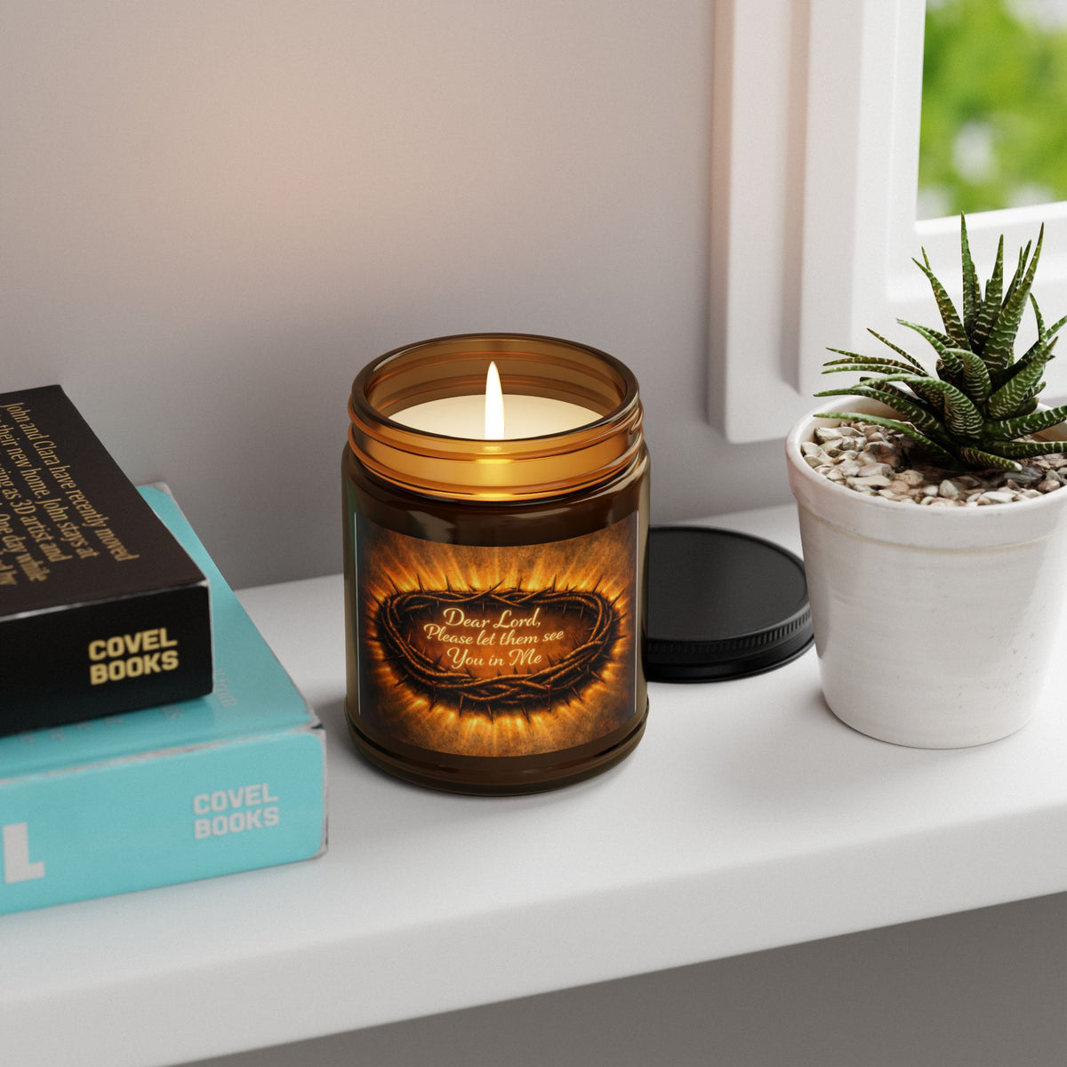 Amber Soy Candle — 'Dear Lord, Come Live Inside Me' | Warm Amber Jar Scented Candle for Prayer & Reflection