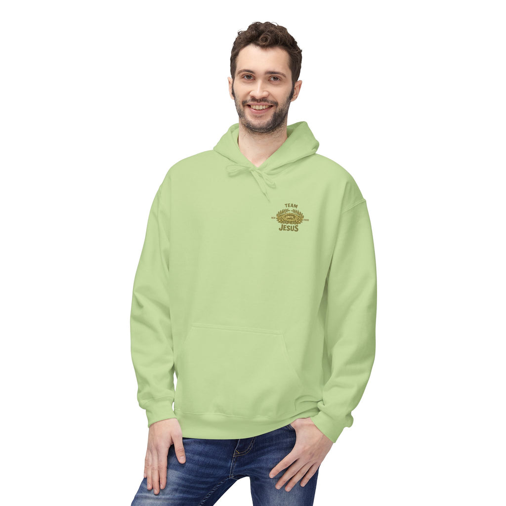 Christian Hoodie - "Team Jesus: Now Until Forever" Gold Laurel Pullover