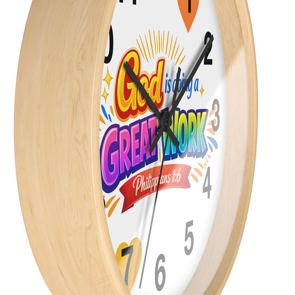 Wall Clock — "God Is Doing a Great Work" Philippians 1:6 Inspirational Christian Clock
