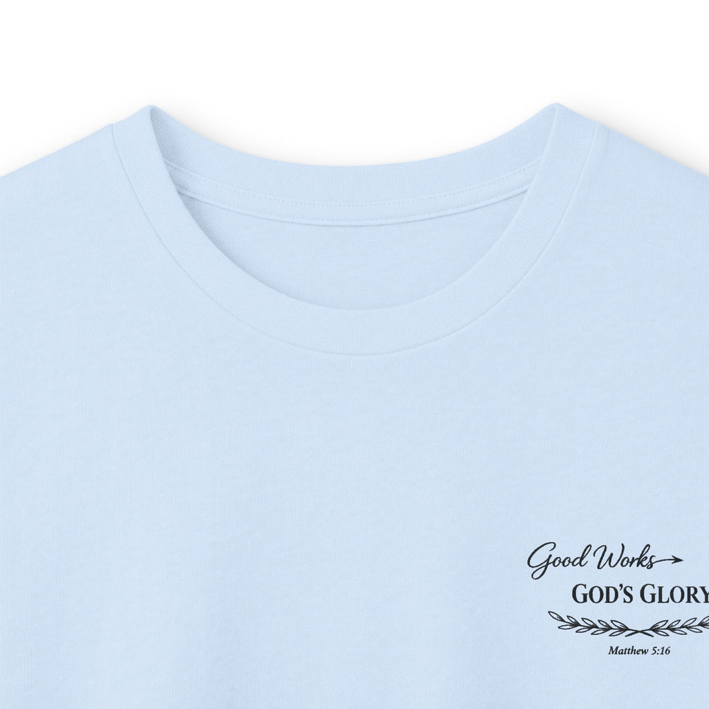Long Sleeve Tee — "Good Works for God’s Glory" Christian Faith Shirt (Matthew 5:16)