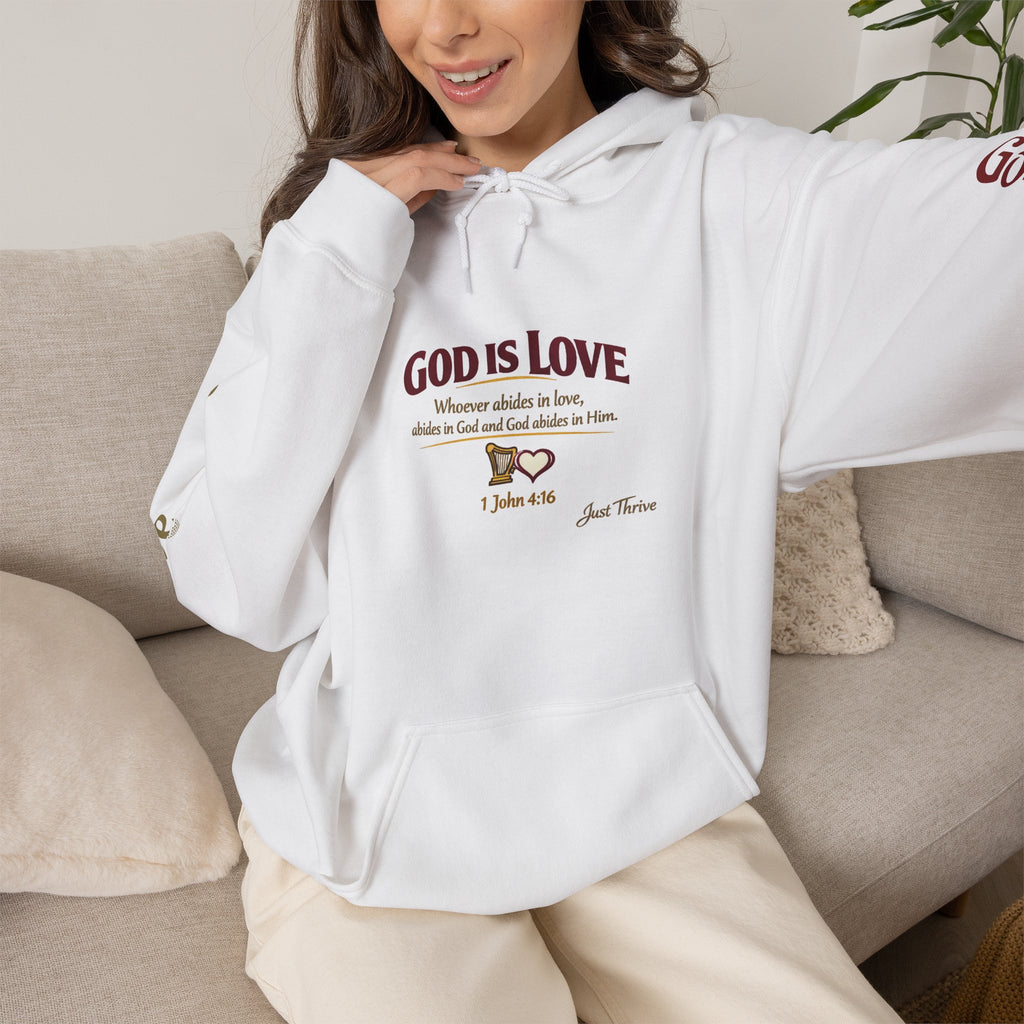 God Is Love Hoodie — Inspirational Christian Sweatshirt with Script Text