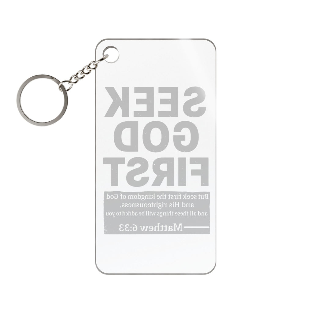 Seek God First Keychain Charm — Matthew 6:33 Inspirational Religious Keyring