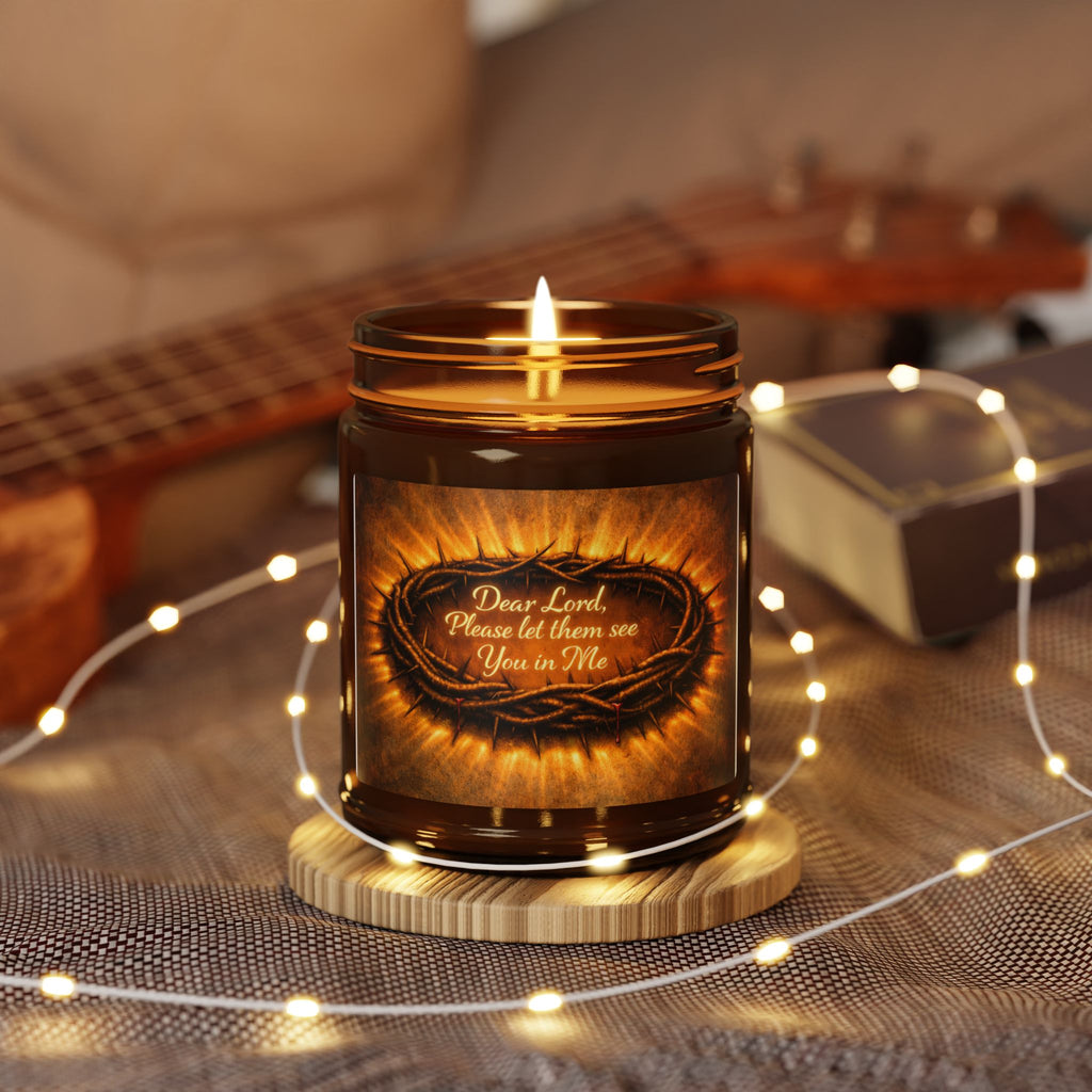 Amber Soy Candle — 'Dear Lord, Come Live Inside Me' | Warm Amber Jar Scented Candle for Prayer & Reflection