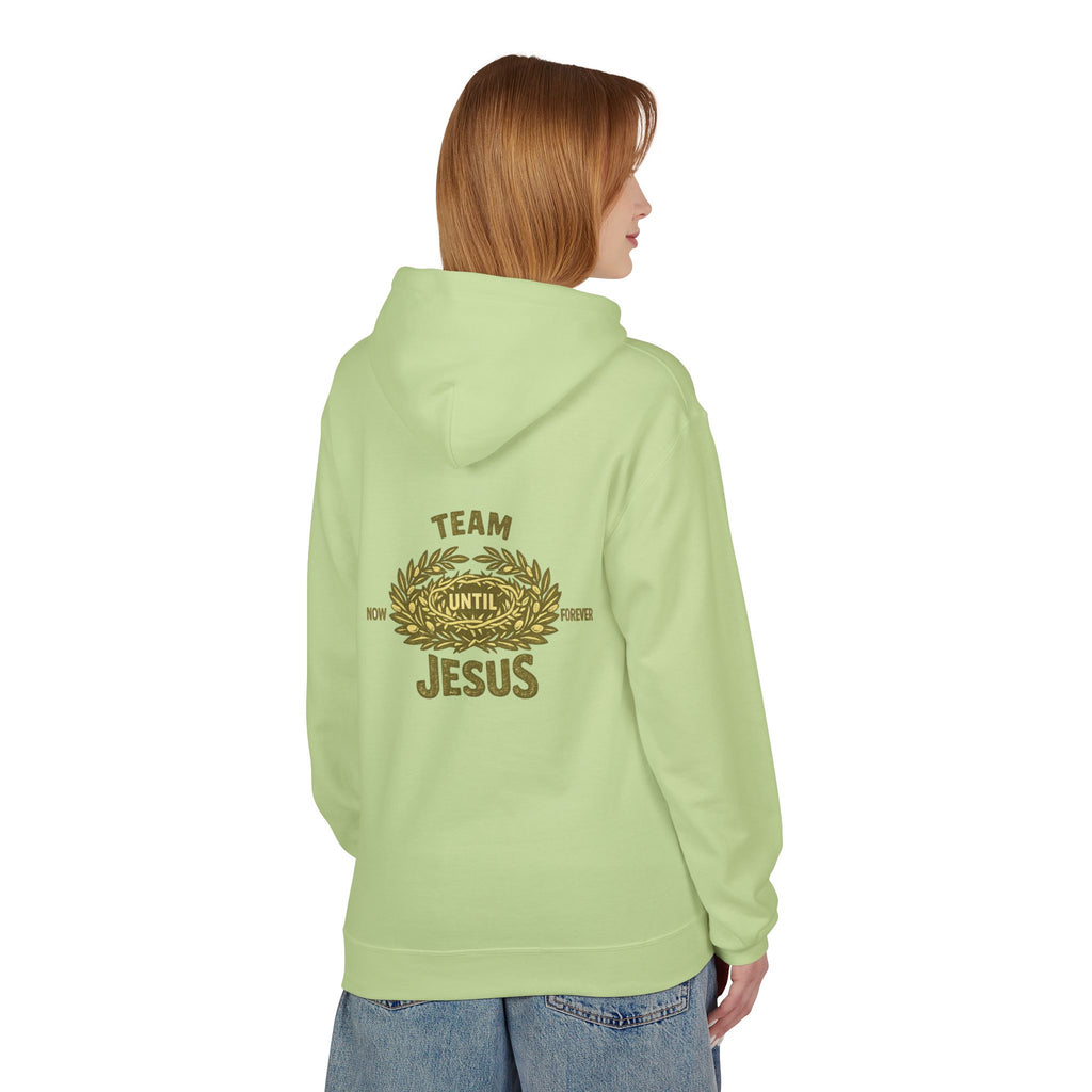 Christian Hoodie - "Team Jesus: Now Until Forever" Gold Laurel Pullover